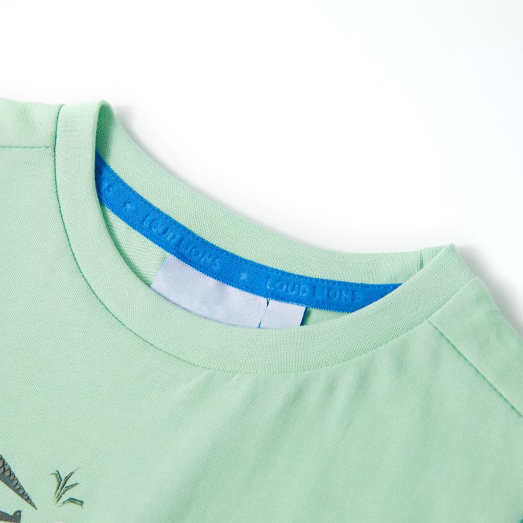 Kids Short Sleeve T Shirt Light Green Size 128