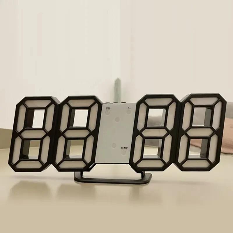 3D светодиодные цифровые часы, светящиеся модные настенные часы, многофункциональные креативные электронные часы с USB-разъемом, украшение для дома