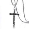 Personalized Engraved Retro Cross Necklace Popular Jewelry Titanium Steel Chain Pendant