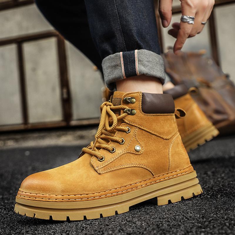 2025 новые ботинки Мартин мужские износостойкие осенне-зимние уличные бархатные теплые ботинки в британском стиле мужские