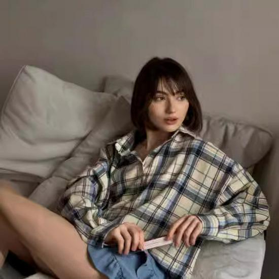 2024 Ретро Клетчатая Свободная Рубашка: Модный весенне-осенний стиль для женщин