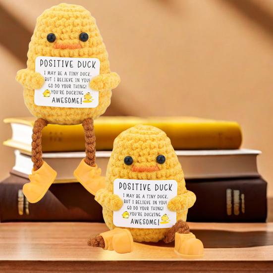 Вязаная крючком уточка, украшение ручной работы, длинноногая уточка, кукла, компаньон для стола, позитивная утка, вдохновляющий подарок для женщин и мужчин, наполнители для рождественских чулок