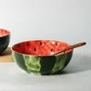 Керамическая миска с арбузом, расписанная вручную, простая бытовая подглазурная цветная спиральная речная миска для лапши, маленькая свежая глубокая тарелка