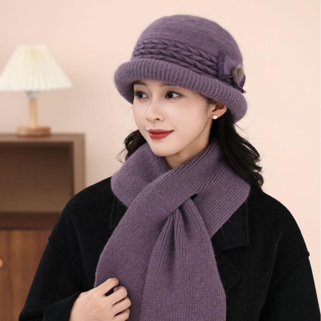 Новая зимняя шляпа-горшок из кроличьего пуха, женская зимняя теплая шерстяная вязаная шапка с утолщением и добавлением бархата, модная защита для ушей