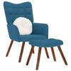 VidaXL Recliner Chair with Stool Blue Velvet, Chair, Living Room Chair, Recliner, Lounge Chair, Seat of 4016831