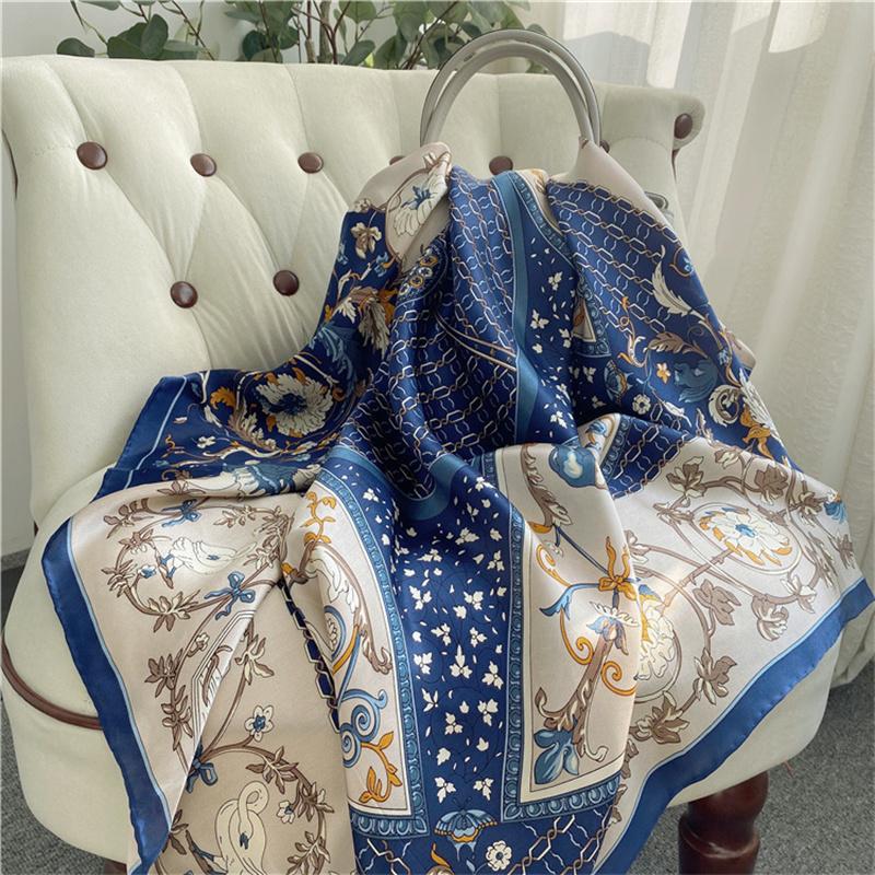 110*110 см квадратный шелковый шарф женский модный принт маленький шейный платок офисный женский пояс для волос носовой платок женский платок шаль шарф