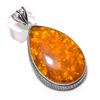 Baltic Amber Gemstone Handmade 925 Sterling Silver Jewelry Pendant 2.76" d0Q20
