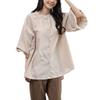 Japanese Short-sleeved Shirt for Women In Summer New Versatile Lazy Loose Puff Sleeve Solid Color Shirt
