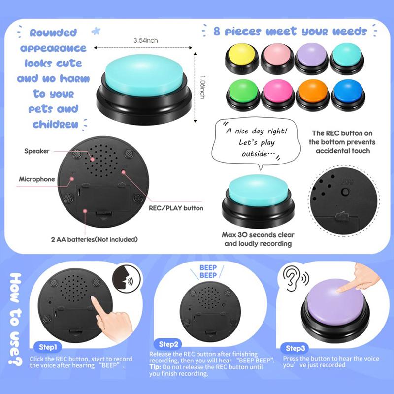 1 шт. записываемая говорящая кнопка детская интерактивная игрушка фонограф ответ зуммер