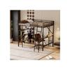 Lit mezzanine - MUVOE - 90x200 cm - Métal noir - Bureau intégré - 3 étagères