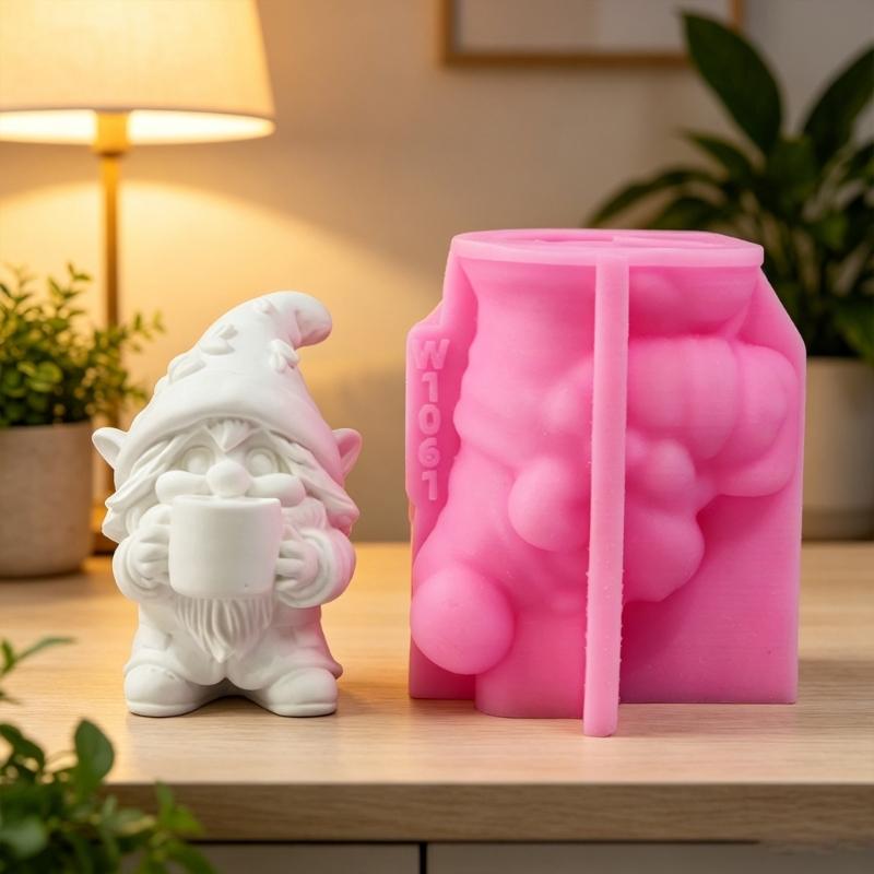 3D Фигурка Гнома Силиконовая Форма Для Заливки Смолой и Изготовления Свечей, Мыла, Шоколада и Гипсовых Скульптур Рождественское Украшение