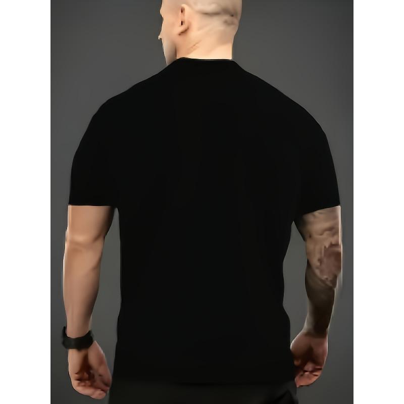 Европейские размеры Мужская повседневная спортивная модная футболка с коротким рукавом | 2D-принт, Круглый вырез, Эластичная трикотажная ткань, Обычная посадка, Подходит для спорта
