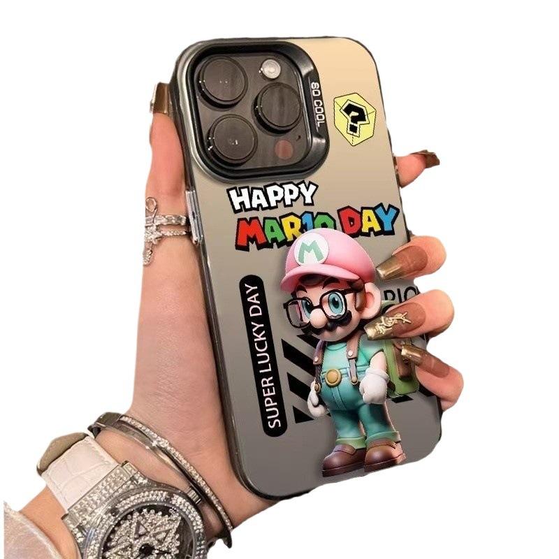 Super Mario iPhone 16 Case, 15 Protective Case, Trendy Brand, iPhone 14 Drop Protection, 13 Pro Max Laser Print