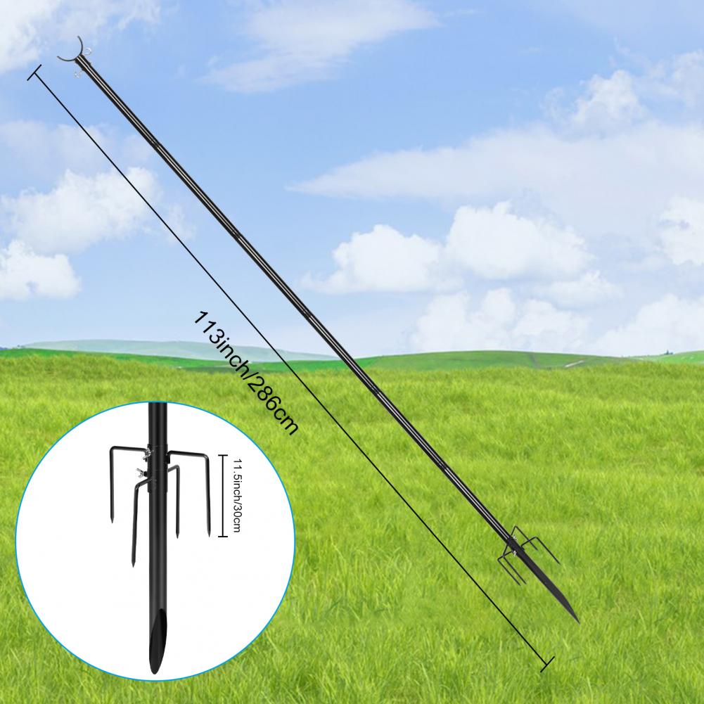 4 Pcs String Light Hook Poles Stakes with Stability 5-Pronged Base Support Bracket Patio Banner Lantern Hanging Stand Poles