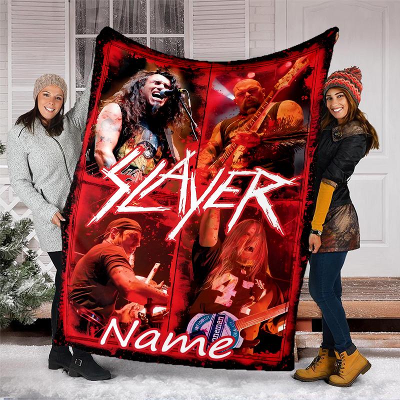 Personalized Custom Name Blanket - Slayer band Print Design,Blanket for Sofa,Bed,Travel,Camping - Soft and Warm, Great Gift