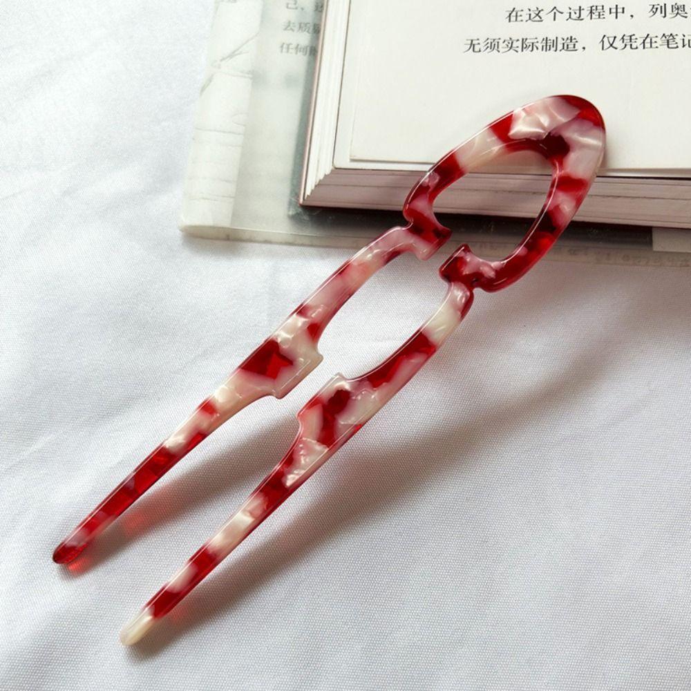 Acetate Hair Sticks U-Shaped Bun Hairpin Sweet Meatball Head Hairclip  For Woman Girl