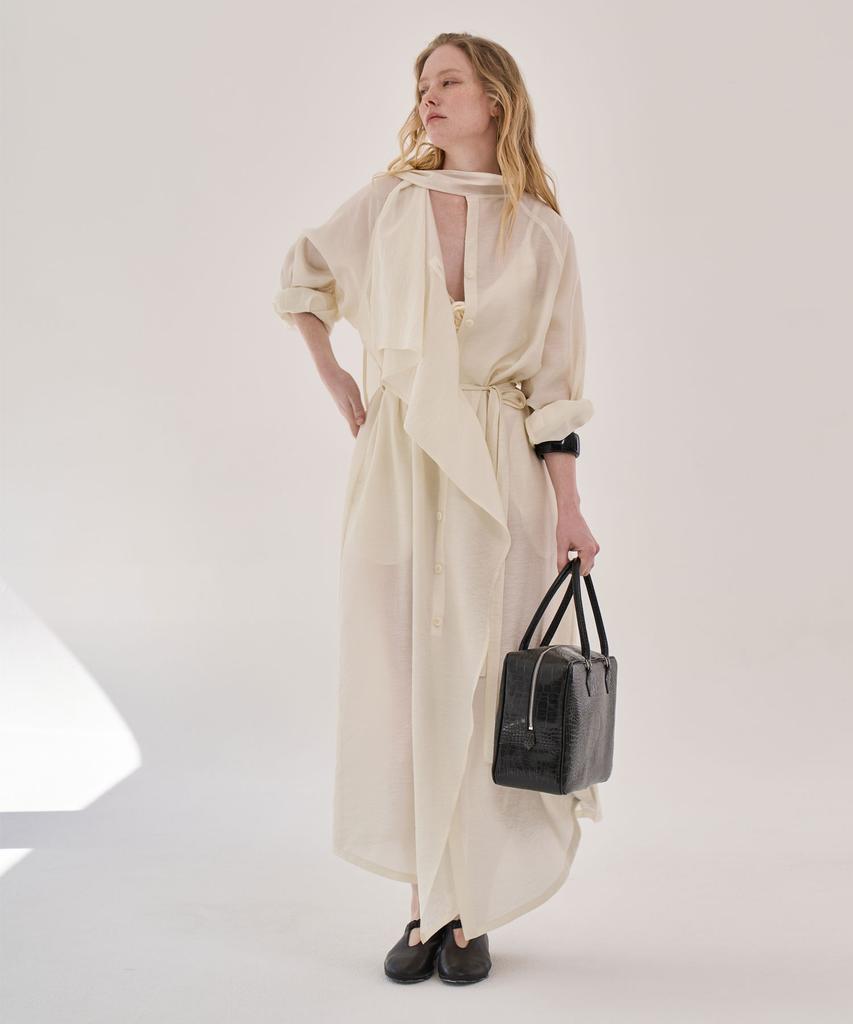 Grida J Sheer Drape Maxi French Dress_Ivory