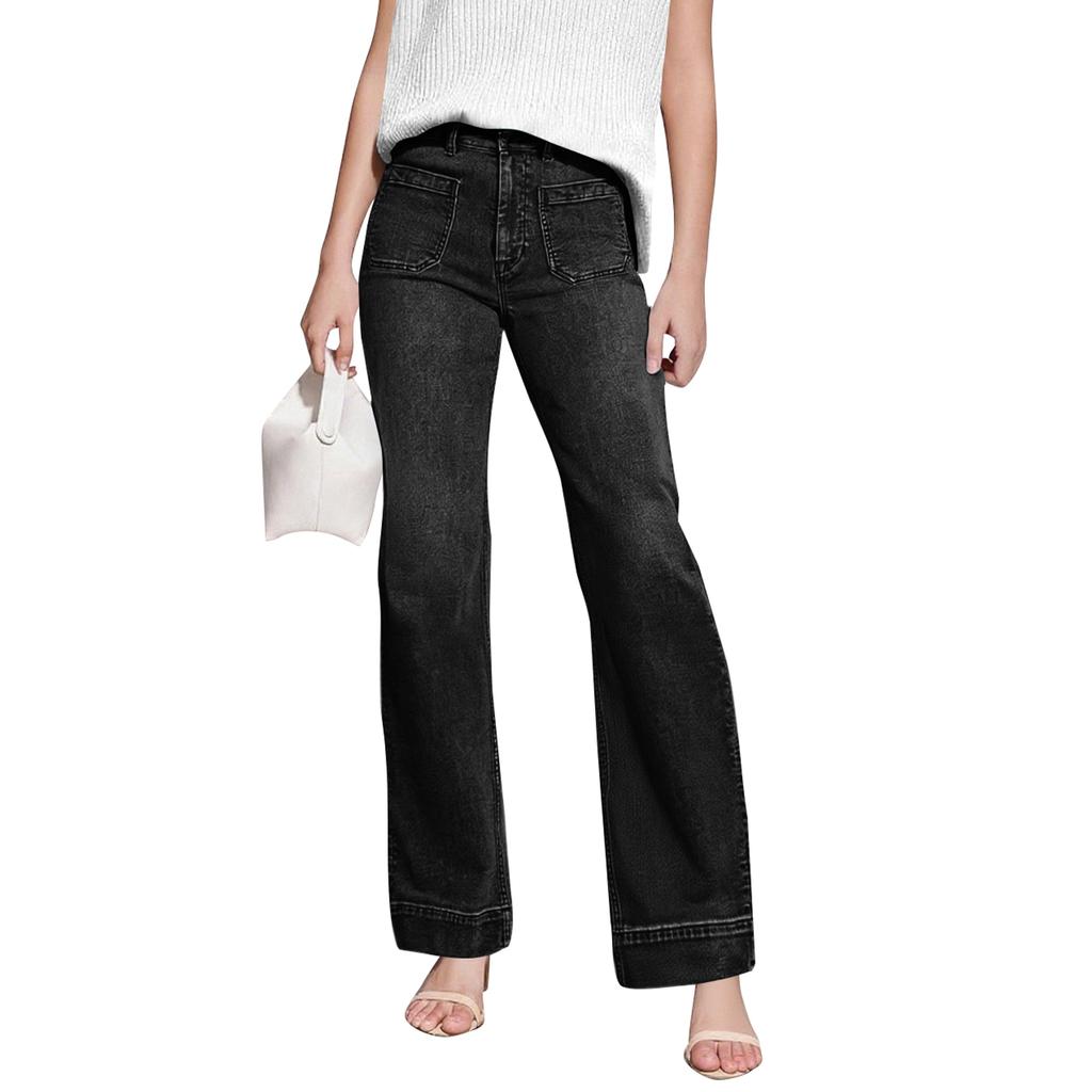 Женские джинсы карго с высокой посадкой, 6 карманами, прямые, широкие, повседневные, свободного кроя