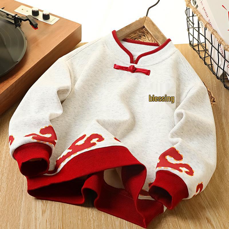 Детская зимняя толстовка с флисовой подкладкой "Год Лошади" - Праздничный теплый топ для мальчиков - Родитель-ребенок