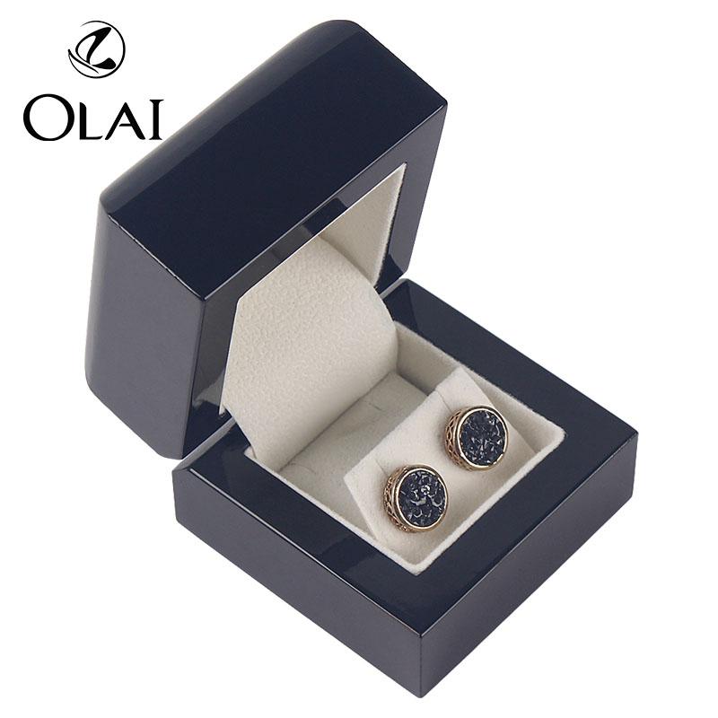 Customized Design Wooden Wedding Proposal Gift Ring Chain Black Jewelry Storage Box Packaging