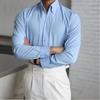 Мужская приталенная белая рубашка с длинным рукавом в французском стиле - Не требующая глажки, Большой воротник, Деловой формальный
