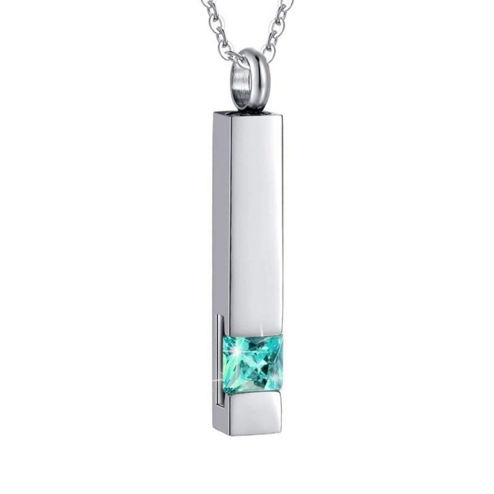 Fill-able Zircon Cremation Necklace Long Strip Pet Ashes Necklace Ashes Necklace Pendant Women