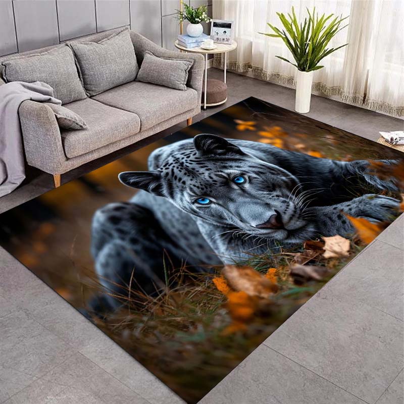 Wild Wolf Sunset Print Area Rug, Animal‑Themed Non‑Slip Carpet for Living Room Bedroom Home Decor