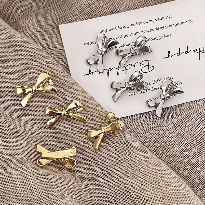 Cute Bow Hair Clips for Women - Golden & Silvery Bowknots, Perfect for Front Bangs & Sides, Ideal Valentine'S Day Gift, Festive Hair Accessories