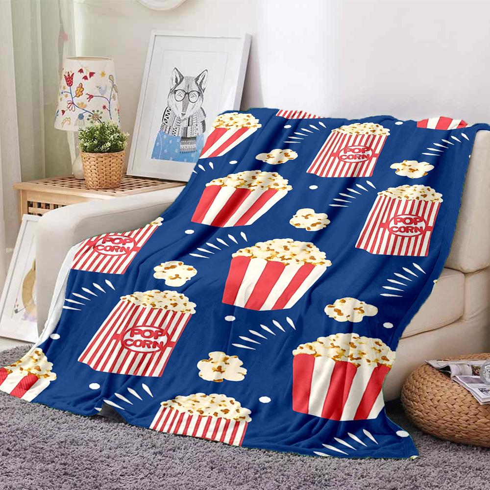 1pc Popcorn Cinema Lightweight Flannel Blanket, Comfortable and Warm Blanket, for Office and Camping Sofa Bed, Livingroom098
