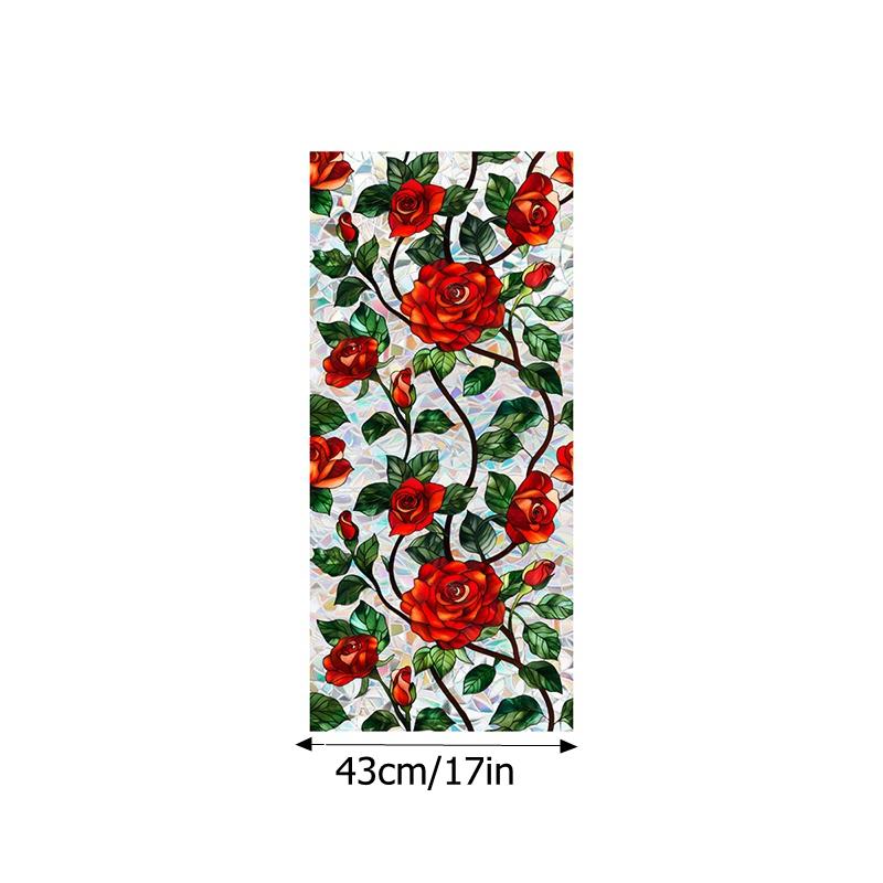 Радужная стеклянная пленка, цветная наклейка на окно с растением, ПВХ, статическая наклейка, наклейки для ванной комнаты, декоративные самоклеящиеся пленки