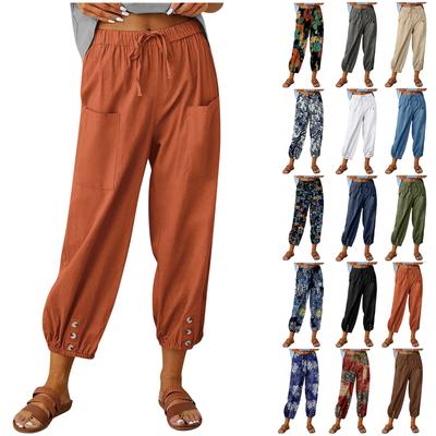 Женские модные льняные хлопковые леггинсы с рюшами и эластичными повседневными брюками