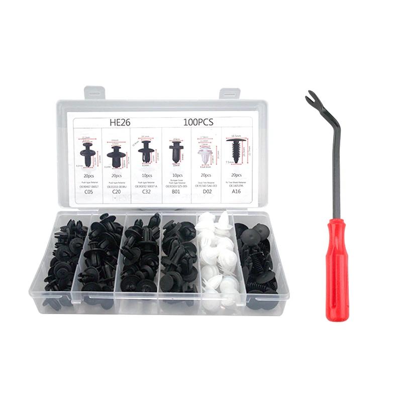 6 Size 100pcs Auto Fastener Clip Mixed Car Body Push Retainer Pin Rivet Bumper Door Trim Panel Retainer Fastener Kit