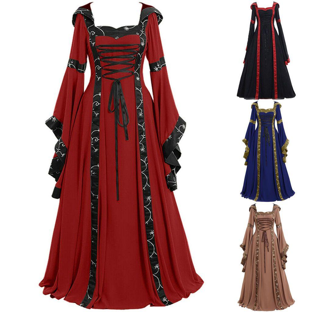 Women Medieval Halloween Dress Vintage Renaissance Gothic Cosplay Party Carnival