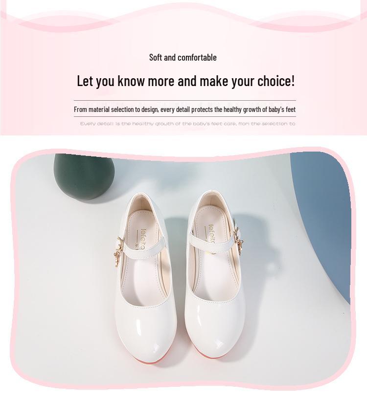 Белые кожаные туфли на высоком каблуке для девочек - Новинка 2025 года, танцевальные туфли "Принцесса" для учениц, размеры 25-40.