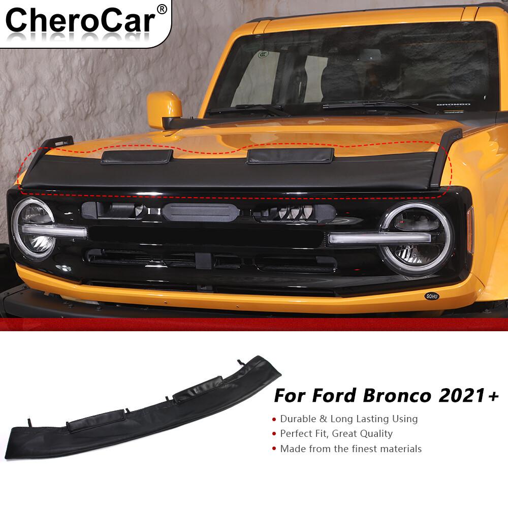 Black Leather Front Engine Bra Hood Cover Protector Guard For Ford Bronco 2021+