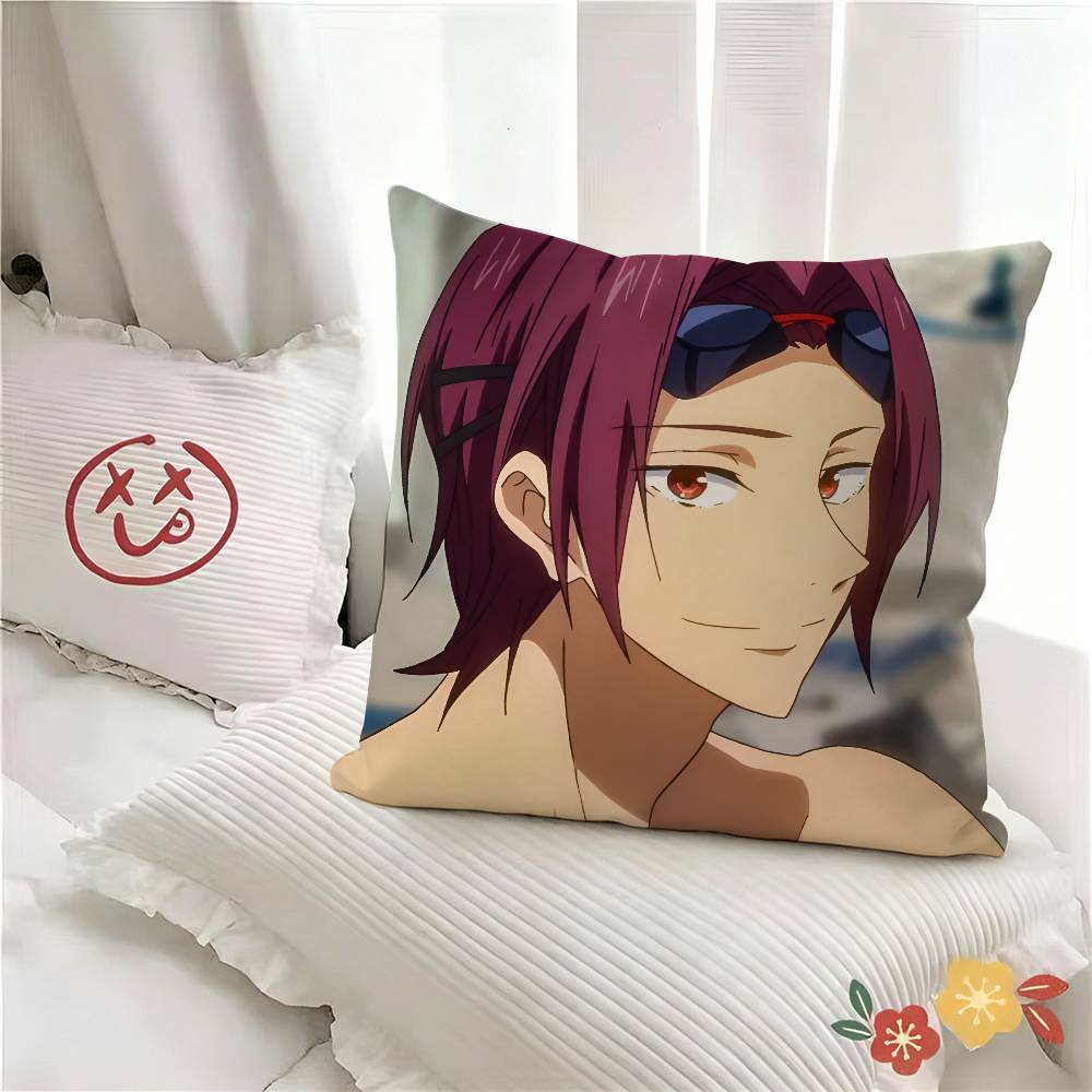 pc Cartoon Rin Matsuoka Pillow Case Fashion Square Pillowcase Bedroom Sofa Room Ins Decoration Leisure