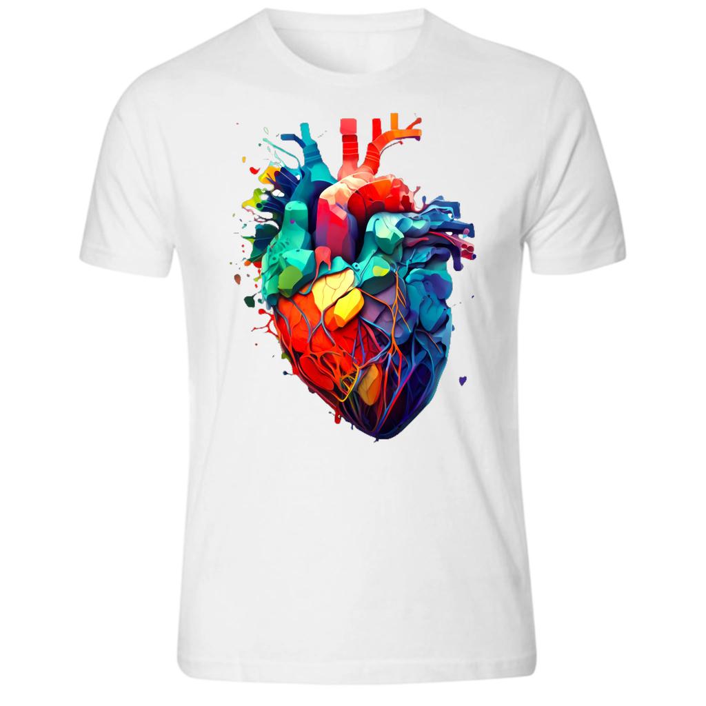 Colorful Heart Black and White Unisex T-Shirt Tee S -5XL