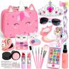Flybay Kids Pretend Makeup Set with Unicorn Case, 22 Pcs (Pink)