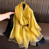 Elegant Imitation Silk Scarf Large Size Border Shawl Lightweight Soft Silky Scarf  Autumn Winter