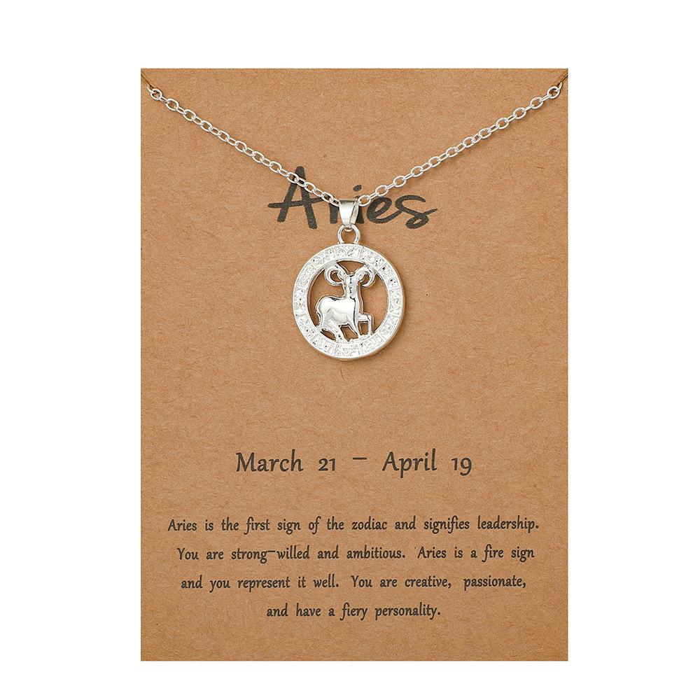 3D 12 Созвездие Ожерелье Подвеска Ювелирные Изделия, Подарок с Открыткой