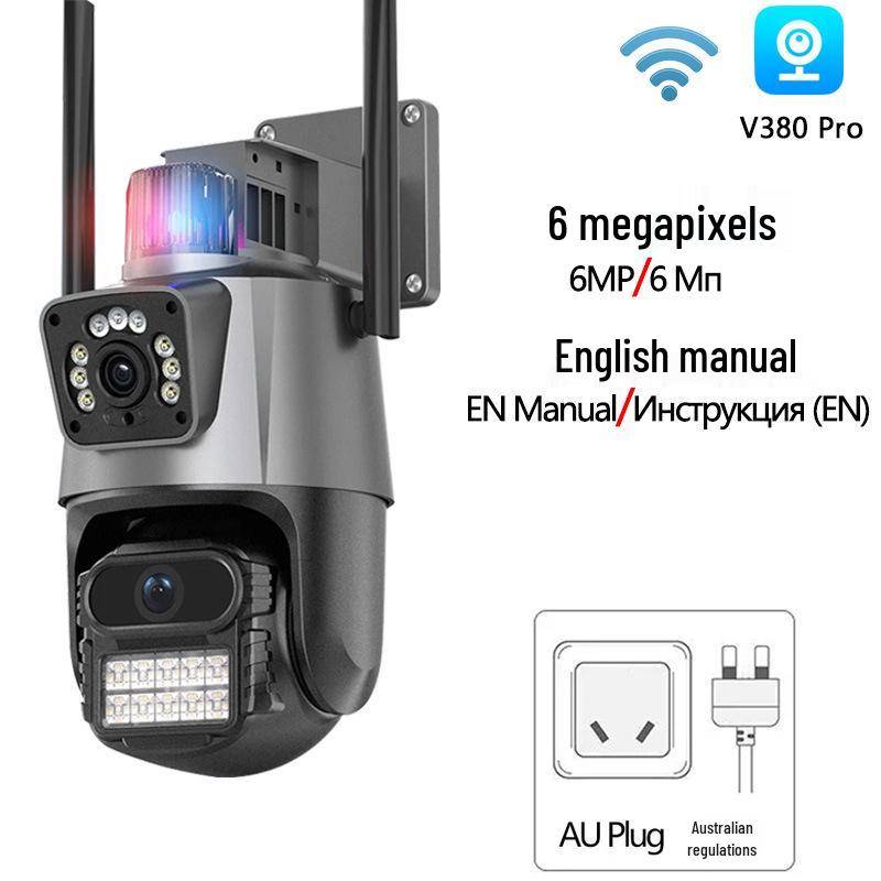 Уличная 4G IP-камера V380 с двумя объективами, WiFi, с мониторингом на двойном экране