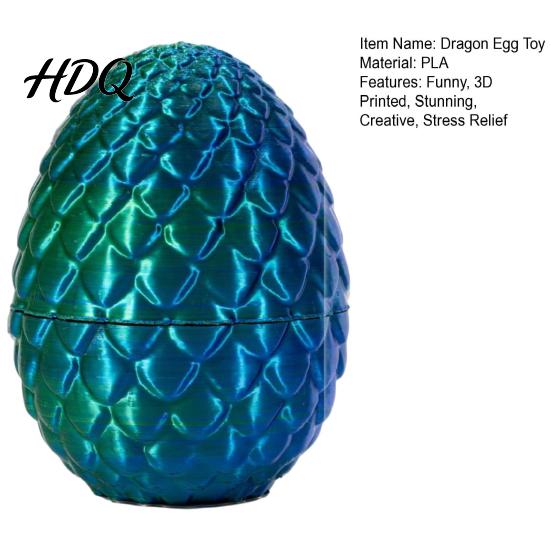 Stress Relief Egg Twist Fidget Dragon 3D Printed Spiral Sensory Tactile Toy Rotating Spinner for Easter Basket Stuffers Relaxation Hand