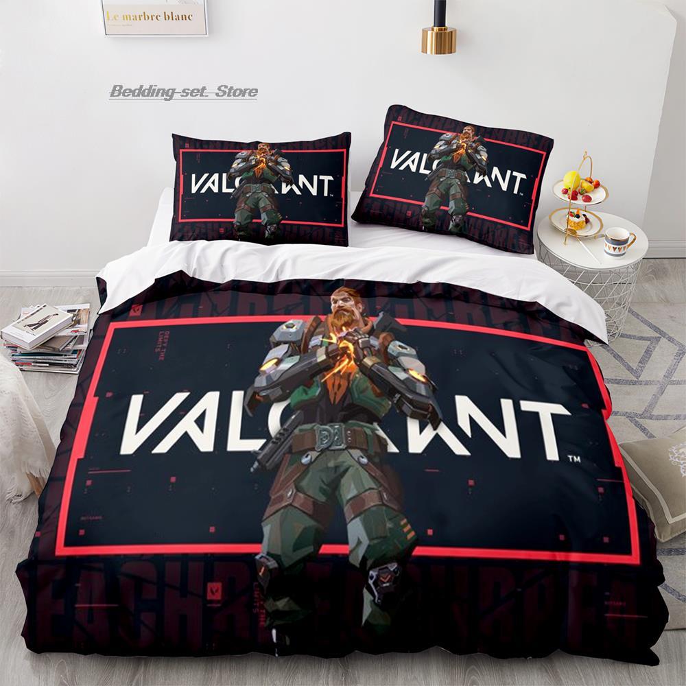 Игровой комплект постельного белья Valorant Односпальный Полуторный Двуспальный Квинсайз Кингсайз Комплект для кровати Взрослый Детский Спальня Комплекты пододеяльников 3D-принт Аниме 037