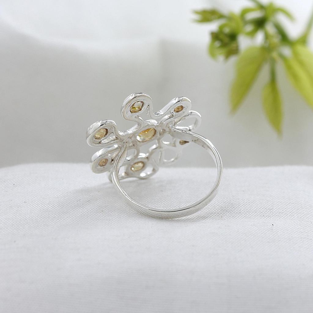 Серебряное кольцо с цитрином, Ювелирное изделие ручной работы из серебра 925 пробы, Женское серебряное кольцо, Подарок для нее Ar8927