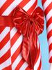 Kids Girls Candy Cane Striped Christmas Costume Long Sleeve Bow-knot Long Bodysuit Dance Jumpsuit Costume Dancewear