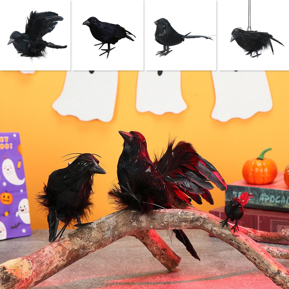 Model Party Event Supplies Artificial Crows Halloween Ornament Lifelike Black Bird Feathered Raven