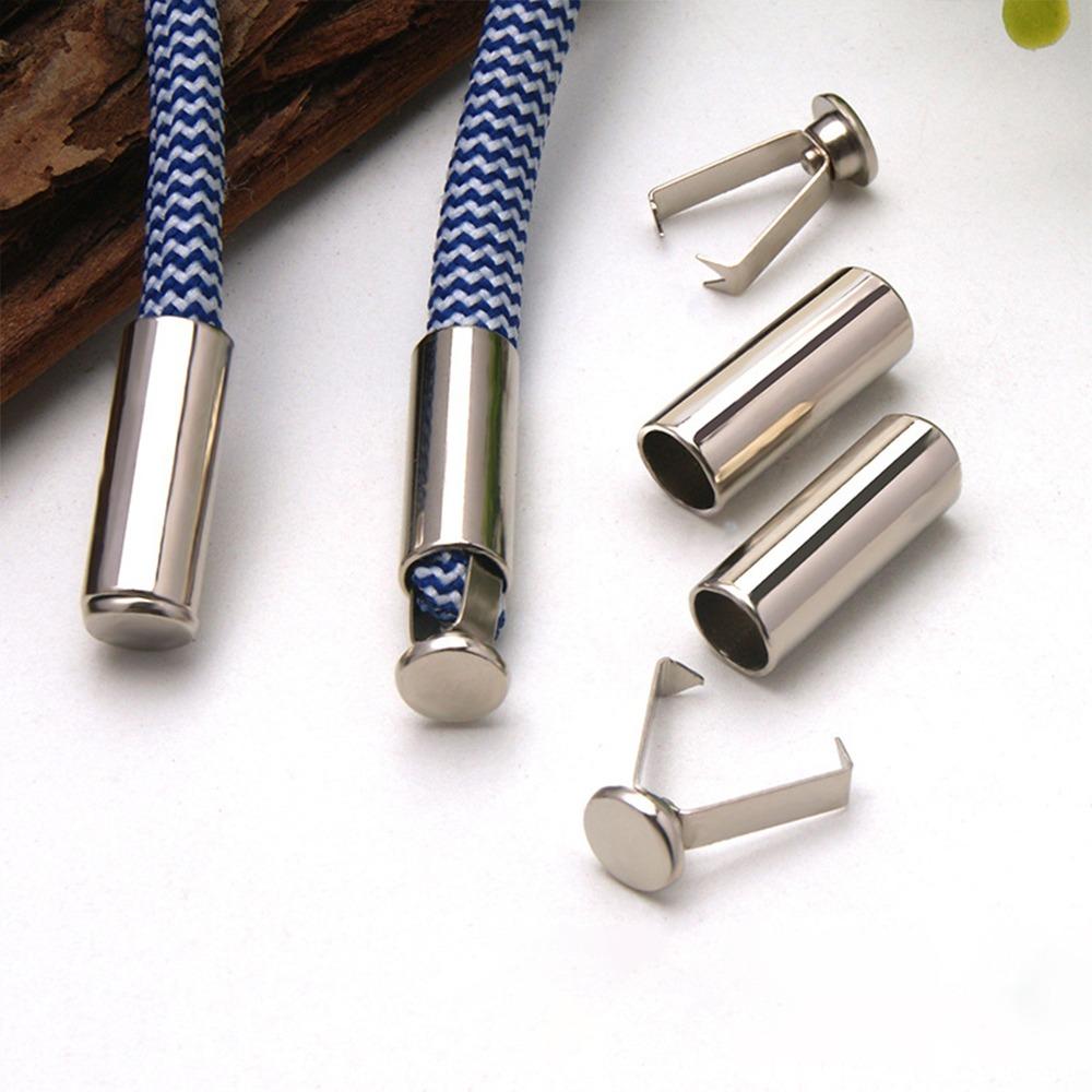 10 шт. Регулируемый металлический зажим для хвоста Надежное крепление DIY Металлические наконечники для веревки Стопорная кнопка Пряжка для веревки Цилиндрический прямой трубчатый колокольчик