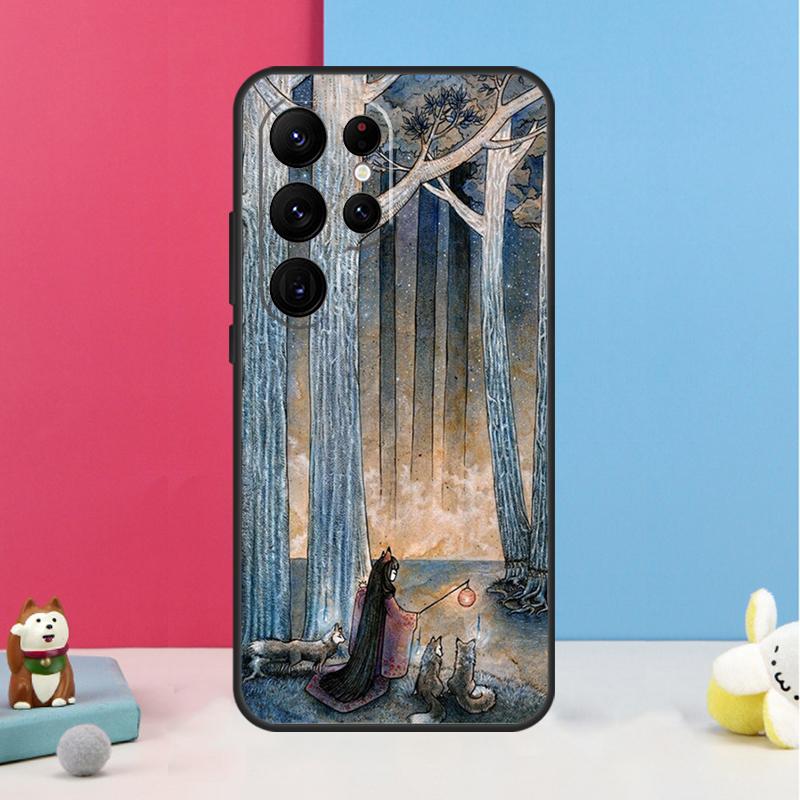 Kitsune Fox Art Case For Samsung Galaxy S24 Ultra S23 S22 S9 S10 Note 10 Plus Note 20 S20 FE S21 FE Cover