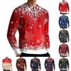 Men's Casual Button-Down Sweatshirt Fashion Printed Long Sleeve Shirt Pullover