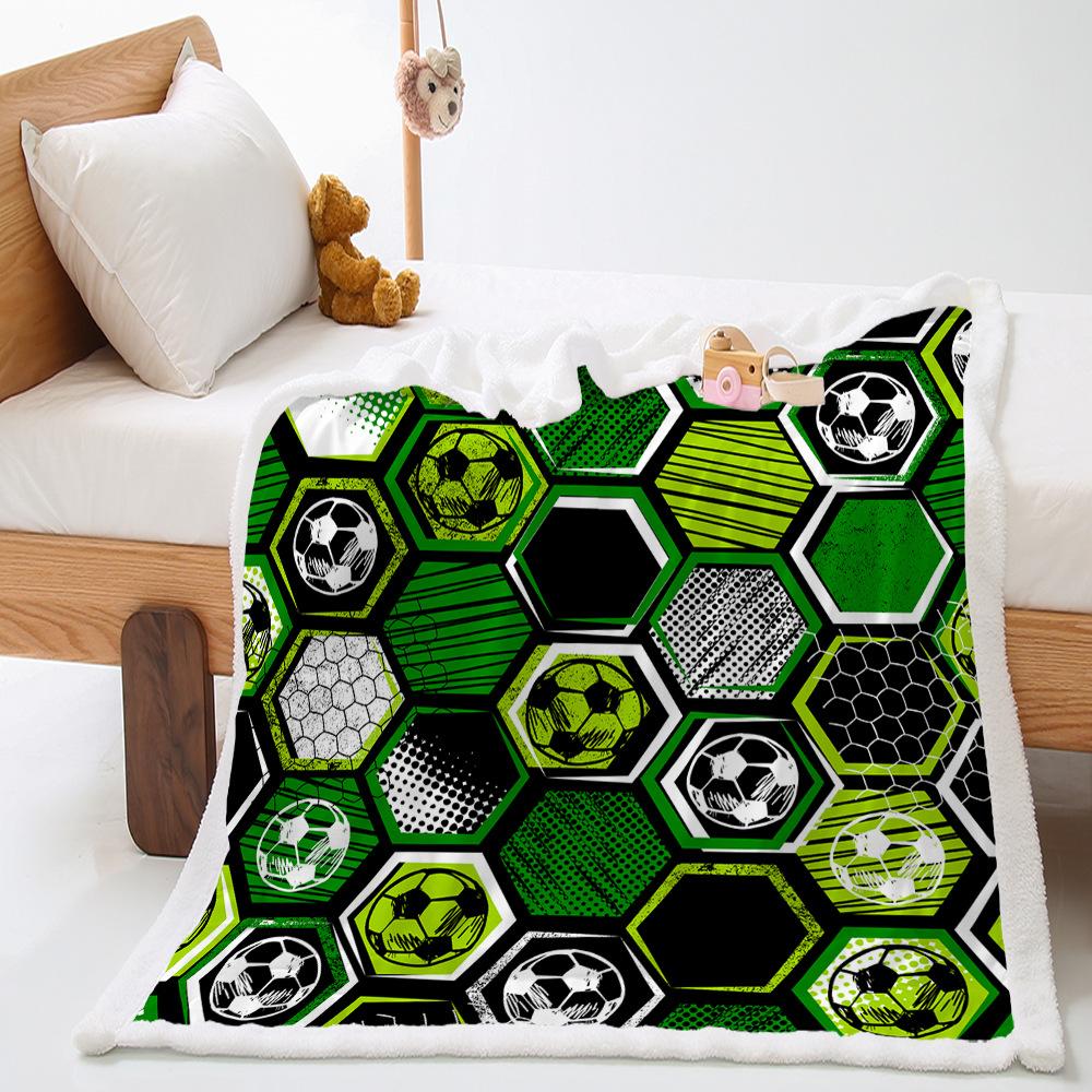 Blanket 2D Digital Printing Lamb Fleece Crystal Fleece Football Sports Blanket Blanket